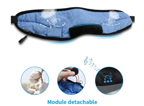 Bandeau de Sommeil Bluetooth SereniSens™ — Masque 3D Anti-Lumière avec Écouteurs Intégrés